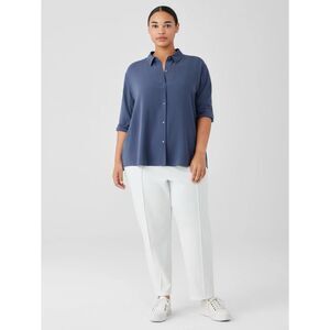 Eileen Fisher ivory Washable Flex Ponte Pintuck Pant